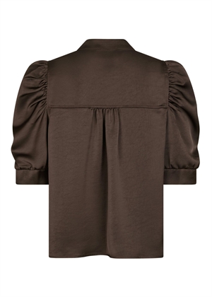 Roella heavy sateen bluse Dark Brown Neo Noir 